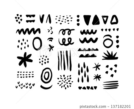 Abstract hand drawn black doodle shapes collection 137182201
