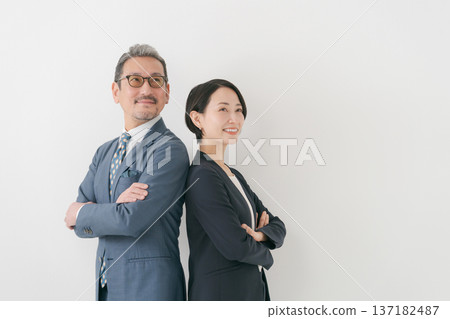 Two businessmen with their arms folded Two businessmen with their arms folded 137182487