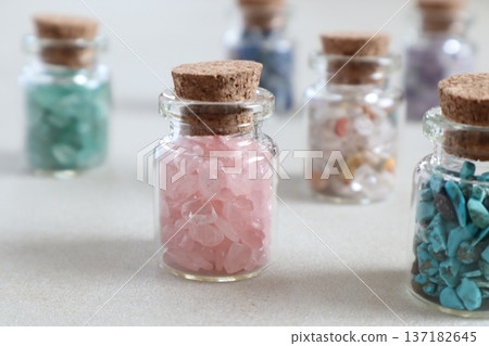 Colorful natural stones in a bottle 137182645