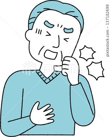 Senior man coughing painfully, monochrome Senior man coughing painfully, monochrome 137182699