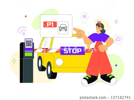 Smart Parking System Technology Vector Illustration Featuring Urban Infrastructure with IoT Connectivity and Modern Transportation in Flat Background Smart Parking System Technology Vector Illustration Featuring Urban Infrastructure with IoT Connectivity and Modern Transportation in Flat Background 137182741