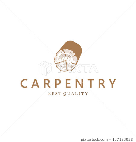 Woodcut Design Wood Logo for Professional Furniture Workshop 137183038
