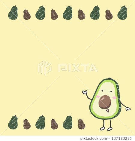 酪梨圖案背景和人物插圖，指導姿勢 137183255