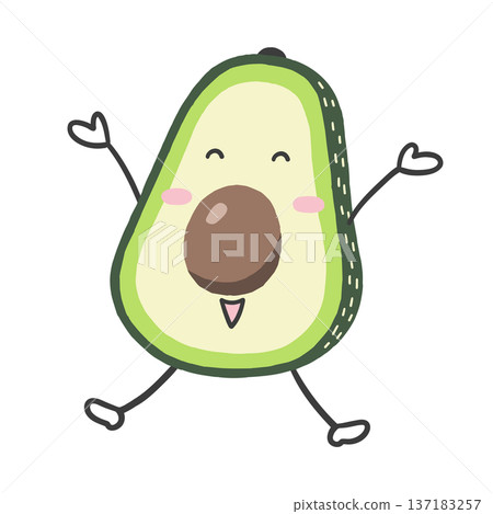 Avocado character (happy/jumping) illustration 137183257