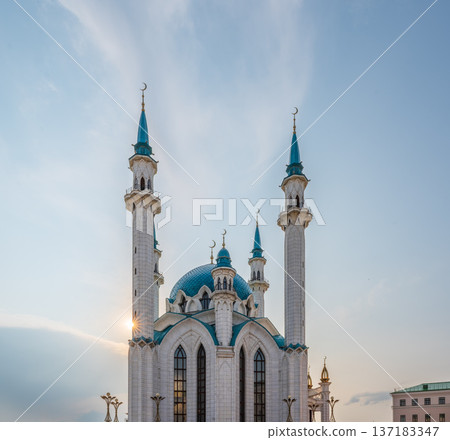 Kul Sharif mosque in Kazan Kremlin, Tatarstan, Russia. It is tourist attraction of Kazan. Kul Sharif mosque in Kazan Kremlin, Tatarstan, Russia. It is tourist attraction of Kazan. 137183347