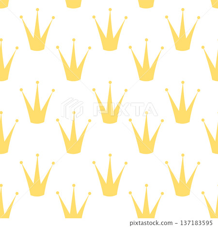 Minimal seamless pattern with golden crown shapes in flat style Minimal seamless pattern with golden crown shapes in flat style 137183595