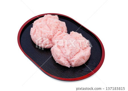 Cherry blossom flavored steamed bread, steamed manju [white background, cutout] 137183815