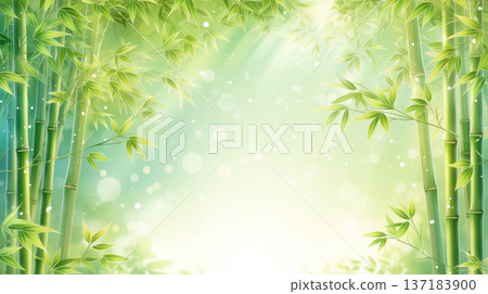 陽光傾瀉而下,映襯著鬱鬱蔥蔥的竹林,背景插畫清新翠綠。 陽光傾瀉而下,映襯著鬱鬱蔥蔥的竹林,背景插畫清新翠綠。 137183900