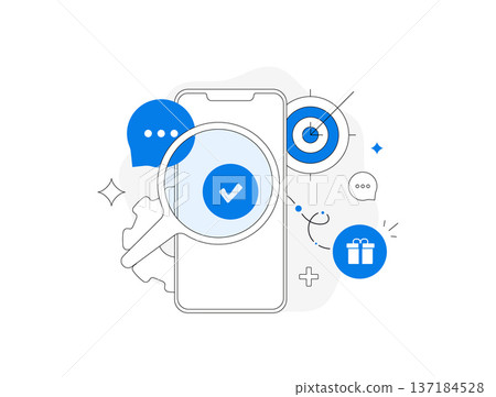 Purchase Verified Success. Mobile Purchase Confirmation Illustrated With Icons And Analytic Feedback Purchase Verified Success. Mobile Purchase Confirmation Illustrated With Icons And Analytic Feedback 137184528