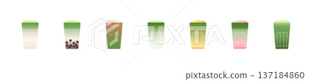 Matcha Drinks Design Elements and Icons Set. Matcha Drinks Design Elements and Icons Set. 137184860
