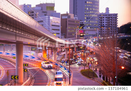 東京擁擠的主要道路 137184961