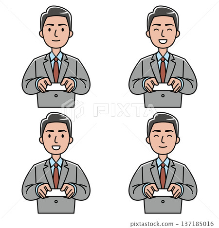 圖：一位身著西裝的東南亞男子遞出名片 137185016