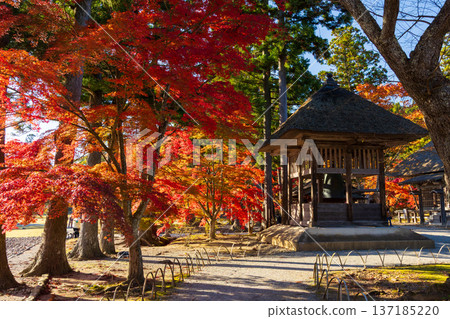 Autumn in Hiraizumi, Iwate Prefecture - The World Heritage Site of Motsuji Temple's Bell Tower Autumn in Hiraizumi, Iwate Prefecture - The World Heritage Site of Motsuji Temple's Bell Tower 137185220