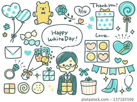 White day illustration set 137185506