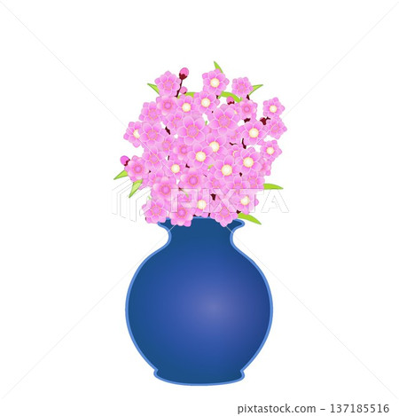 花瓶中的桃花插圖 137185516
