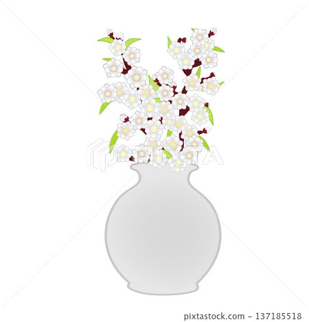 花瓶中的桃花插圖 137185518