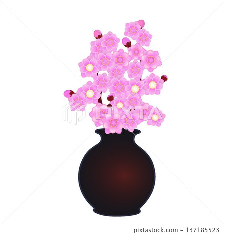 花瓶中的桃花插圖 花瓶中的桃花插圖 137185523