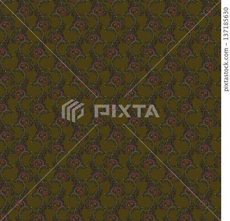 Ornate Filigree Vine Damask Textile Pattern Ornate Filigree Vine Damask Textile Pattern 137185630