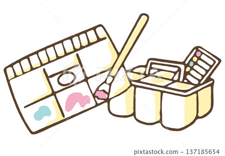 Illustration of a paint set 137185654