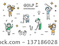 一組描繪年輕男女享受高爾夫的插圖 137186028