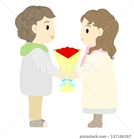 White Day_Man giving a gift to a woman 137186397