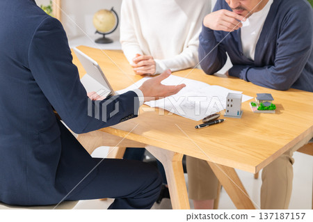 Businessman and couple having business negotiations Businessman and couple having business negotiations 137187157