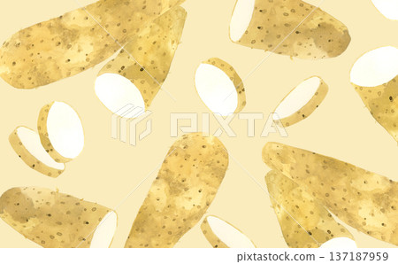 Hand-painted watercolor illustration background material of Chinese yam Hand-painted watercolor illustration background material of Chinese yam 137187959