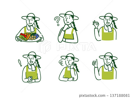 Farmer woman facial expression set Farmer woman facial expression set 137188081