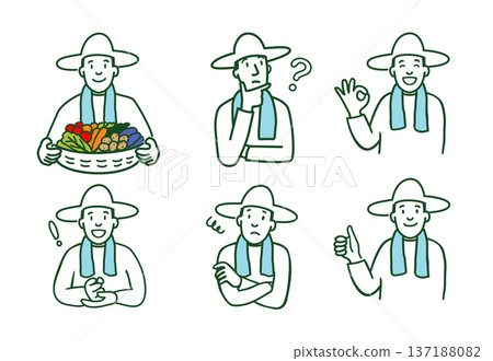 農民男性面部表情集 137188082