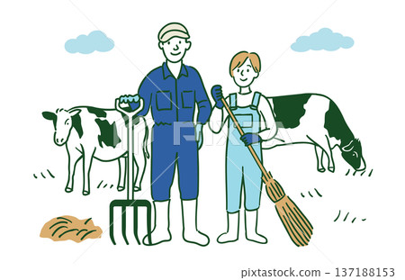 Dairy farming couple 137188153