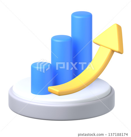 3D bar graph sales increase icon material 3D bar graph sales increase icon material 137188174