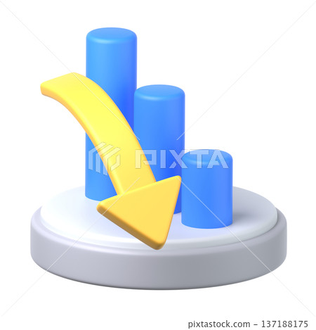 3D長條圖銷售下降圖示素材 3D長條圖銷售下降圖示素材 137188175