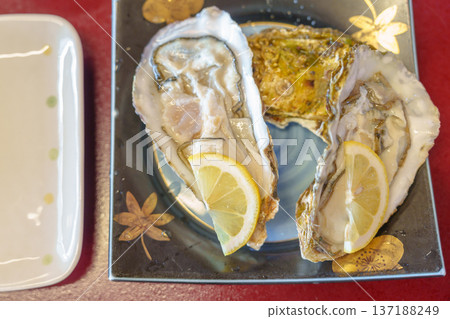 fresh Oyster in Matsushima fish market, seafood famous and popular of Matsushima bay in Miyagi Prefecture, Tohoku, Japan fresh Oyster in Matsushima fish market, seafood famous and popular of Matsushima bay in Miyagi Prefecture, Tohoku, Japan 137188249