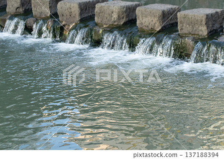 Calmly flowing river surface Calmly flowing river surface 137188394
