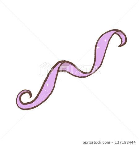 Decorative purple ribbon swirl with soft curves hand drawn romantic ornamental element for feminine wedding invitation and regency designs Decorative purple ribbon swirl with soft curves hand drawn romantic ornamental element for feminine wedding invitation and regency designs 137188444