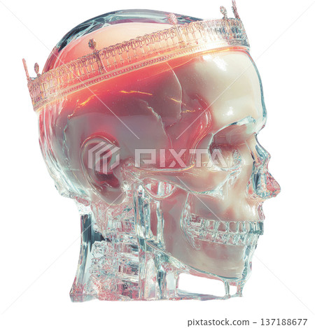 Unique watercolor orange crystal royal crown with gold accents isolated clipart 137188677