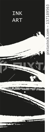 Abstract White Ink Brush Strokes Art on Black Abstract White Ink Brush Strokes Art on Black 137189563