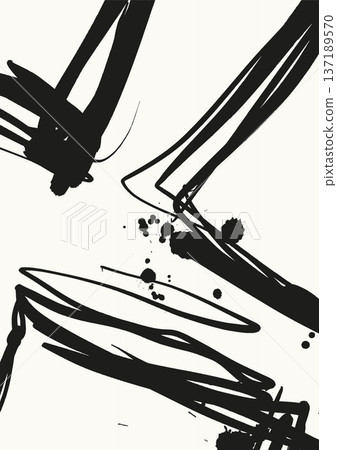 Black and White Abstract Ink Brush Strokes 137189570