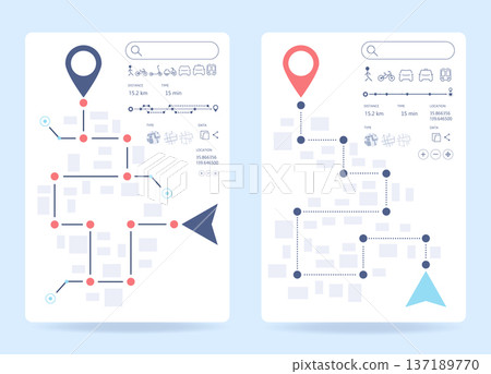 Dashboard theme creative infographic of city navigation. Navigation and map related. Highlights points of interest and roads to location marker. Vector illustration 137189770