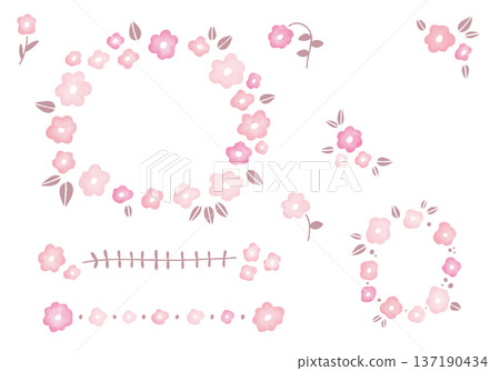 Cute pink floral frame set 137190434