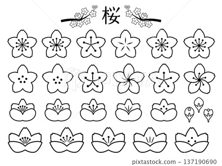 櫻花圖示集線描 137190690
