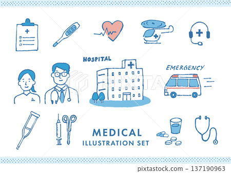 Medical/Hospital hand-drawn vector illustration set 137190963