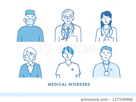 醫事工作者(男女)手繪向量插圖集 醫事工作者(男女)手繪向量插圖集 137190966