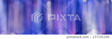 Abstract blue purple iridescent vertical line texture with glossy ribbed distortion gradient background panorama 137191240
