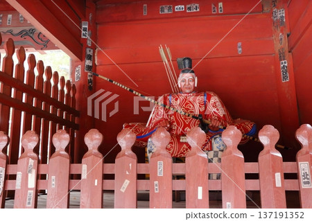 The guardians at shrine of the Kitaguchi Hongu Sengen Jinja in Fujiyoshida, Yamanashi Japan, the entranceway to Mt. Fuji The guardians at shrine of the Kitaguchi Hongu Sengen Jinja in Fujiyoshida, Yamanashi Japan, the entranceway to Mt. Fuji 137191352