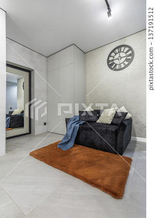 Modern Apartment Hallway with Minimalist Wardrobe and Decor Modern Apartment Hallway with Minimalist Wardrobe and Decor 137191512