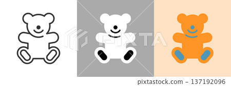 泰迪熊的簡單顏色圖標 137192096