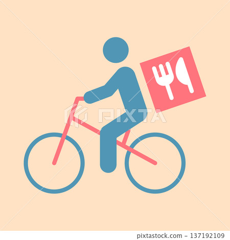簡單的送貨自行車線圖標 137192109