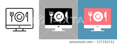 Simple takeaway and delivery line icons Simple takeaway and delivery line icons 137192132