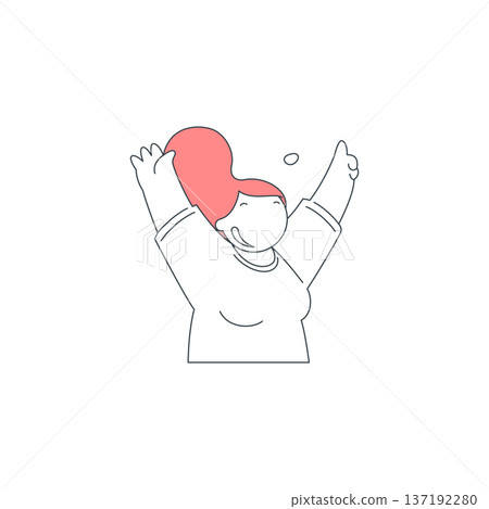 Happy Woman With Arms Up Celebrating A Great Shopping Deal Vector Illustration Happy Woman With Arms Up Celebrating A Great Shopping Deal Vector Illustration 137192280